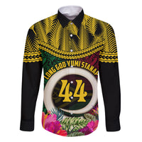 Vanuatu 44th Anniversary Independence Day Family Matching Long Sleeve Bodycon Dress and Hawaiian Shirt Boars Tusk and Namele Plant LT03 Dad's Shirt - Long Sleeve Black - Polynesian Pride