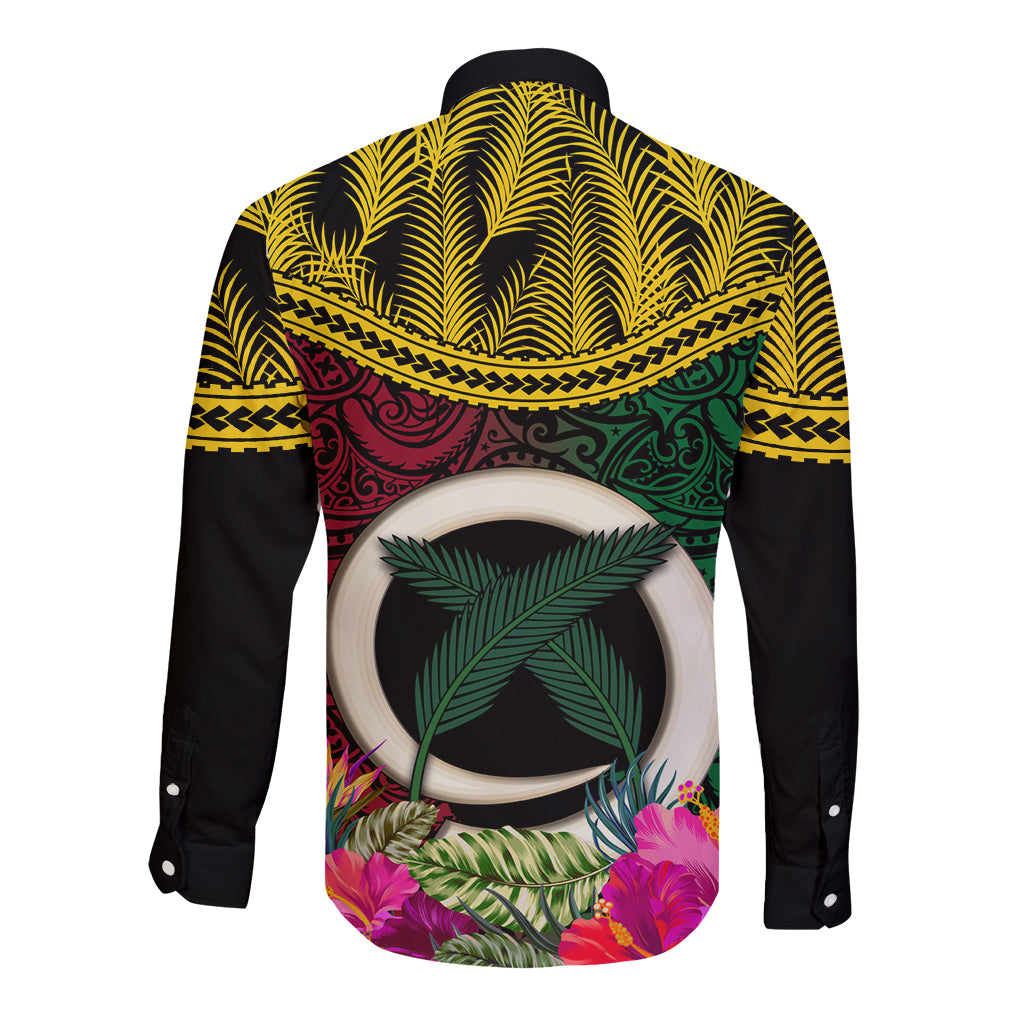 Vanuatu 44th Anniversary Independence Day Long Sleeve Button Shirt Boars Tusk and Namele Plant LT03 - Polynesian Pride