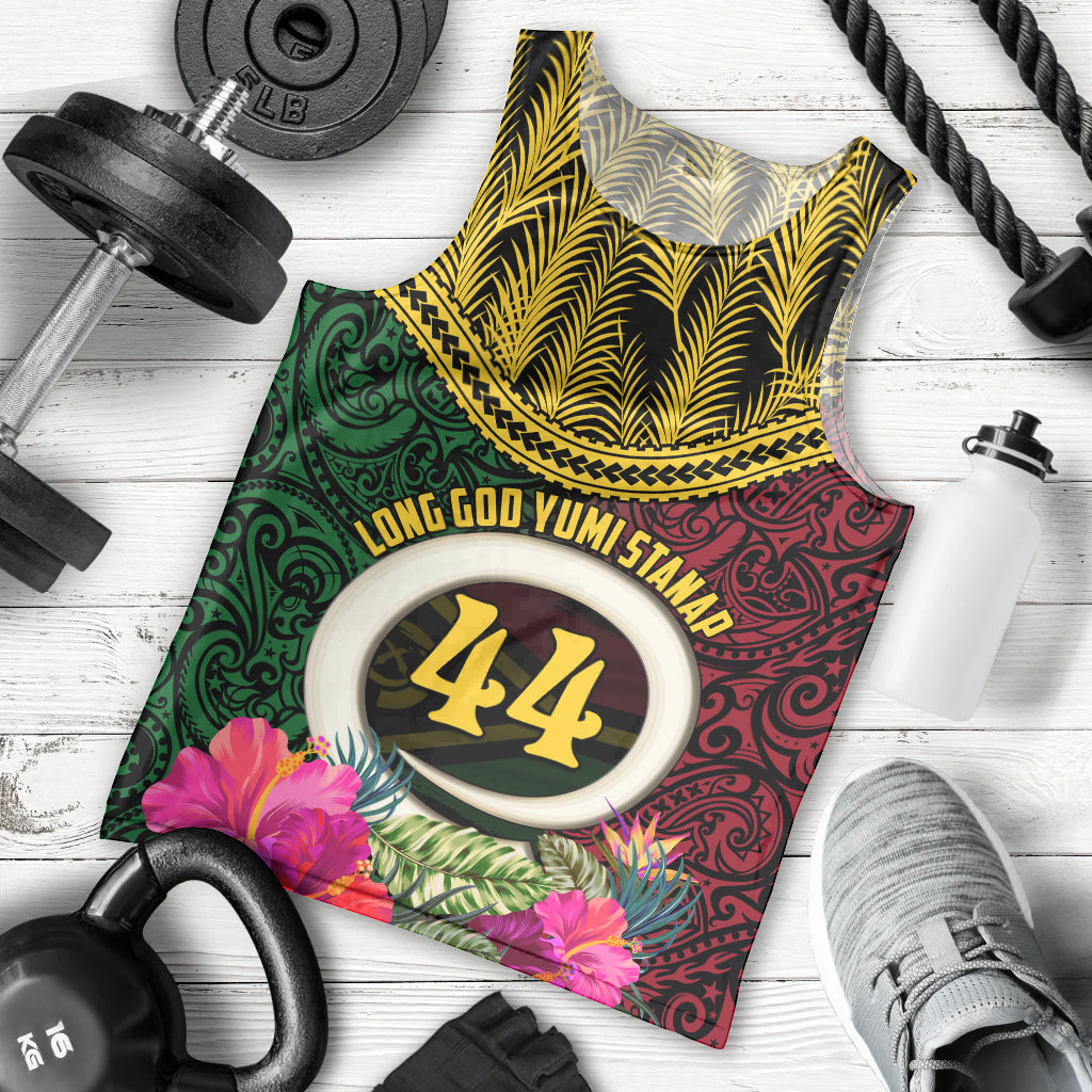 Vanuatu 44th Anniversary Independence Day Men Tank Top Boars Tusk and Namele Plant LT03