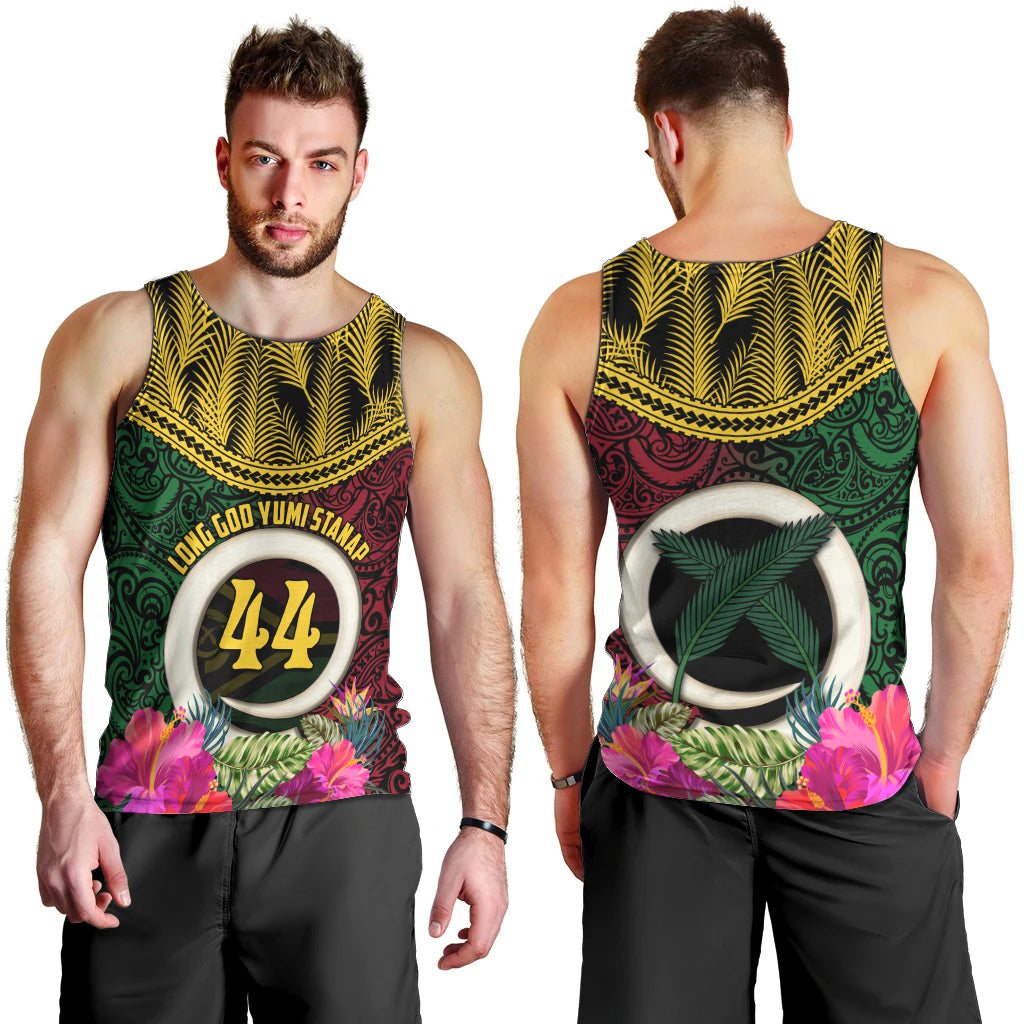 Vanuatu 44th Anniversary Independence Day Men Tank Top Boars Tusk and Namele Plant LT03