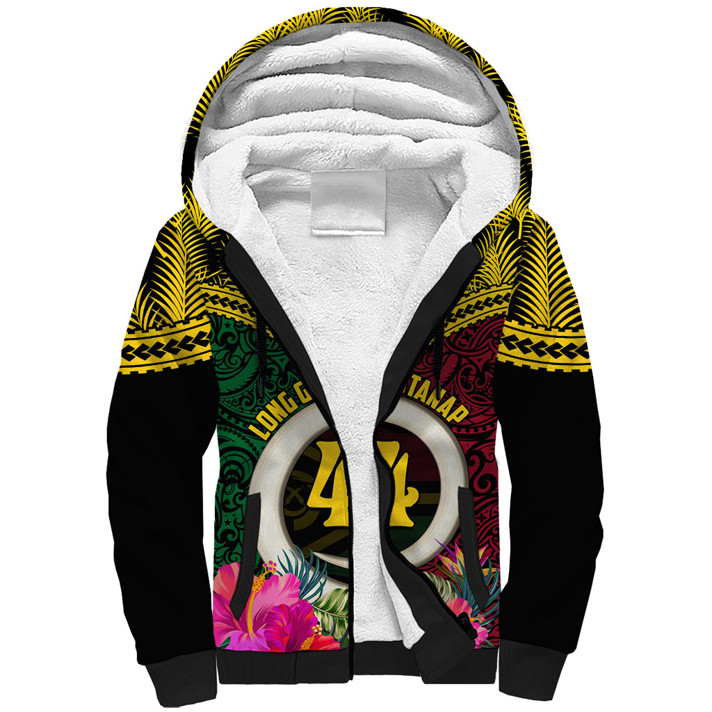 Vanuatu 44th Anniversary Independence Day Sherpa Hoodie Boars Tusk and Namele Plant LT03