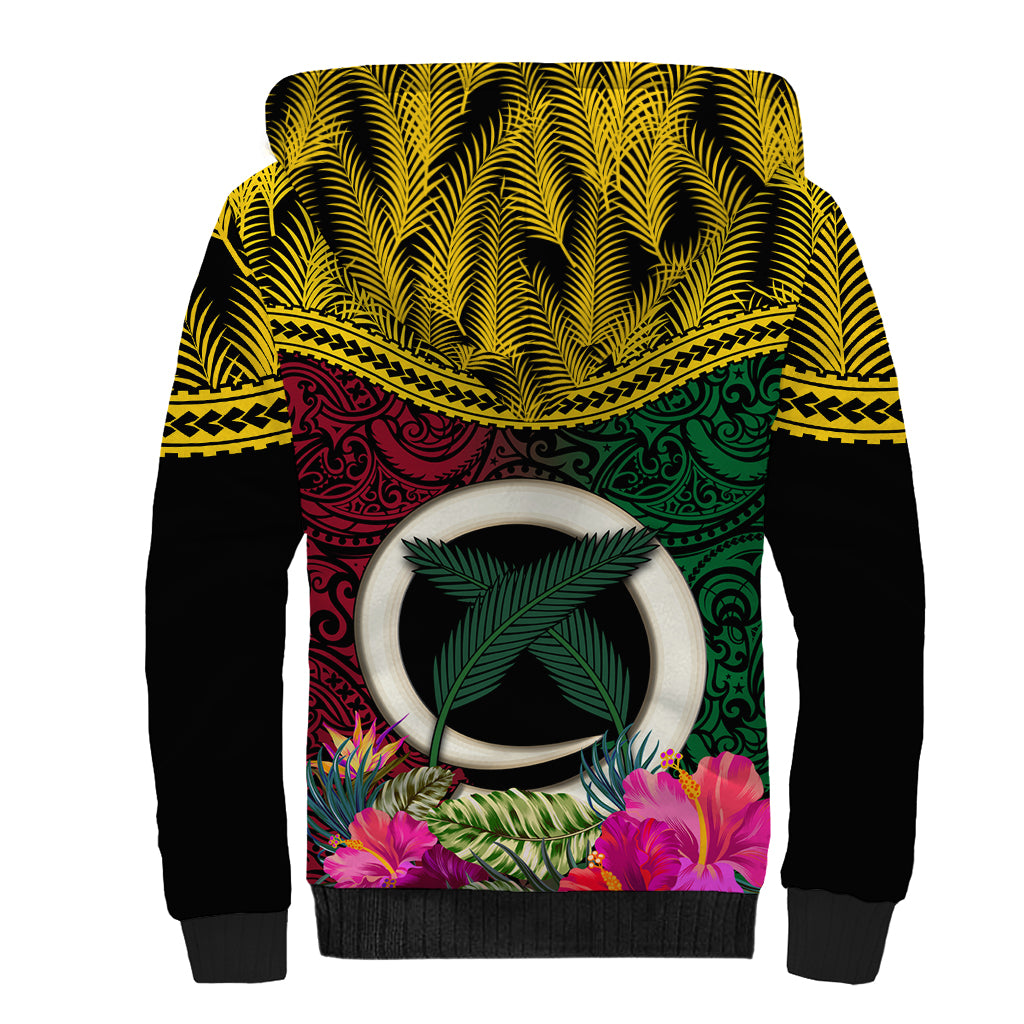 Vanuatu 44th Anniversary Independence Day Sherpa Hoodie Boars Tusk and Namele Plant LT03