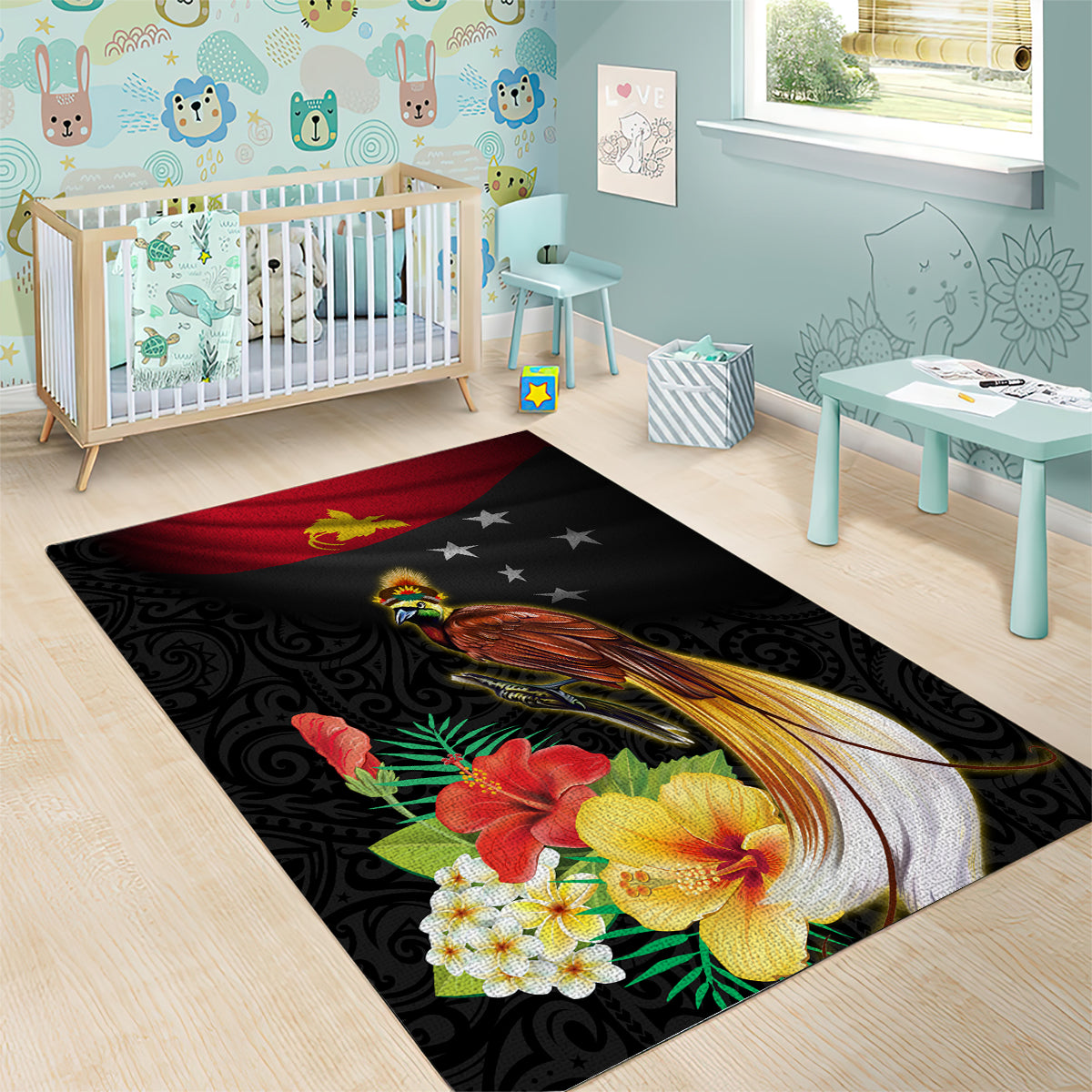 Papua New Guinea Independence Day Area Rug PNG Flag and Bird-of-Paradise