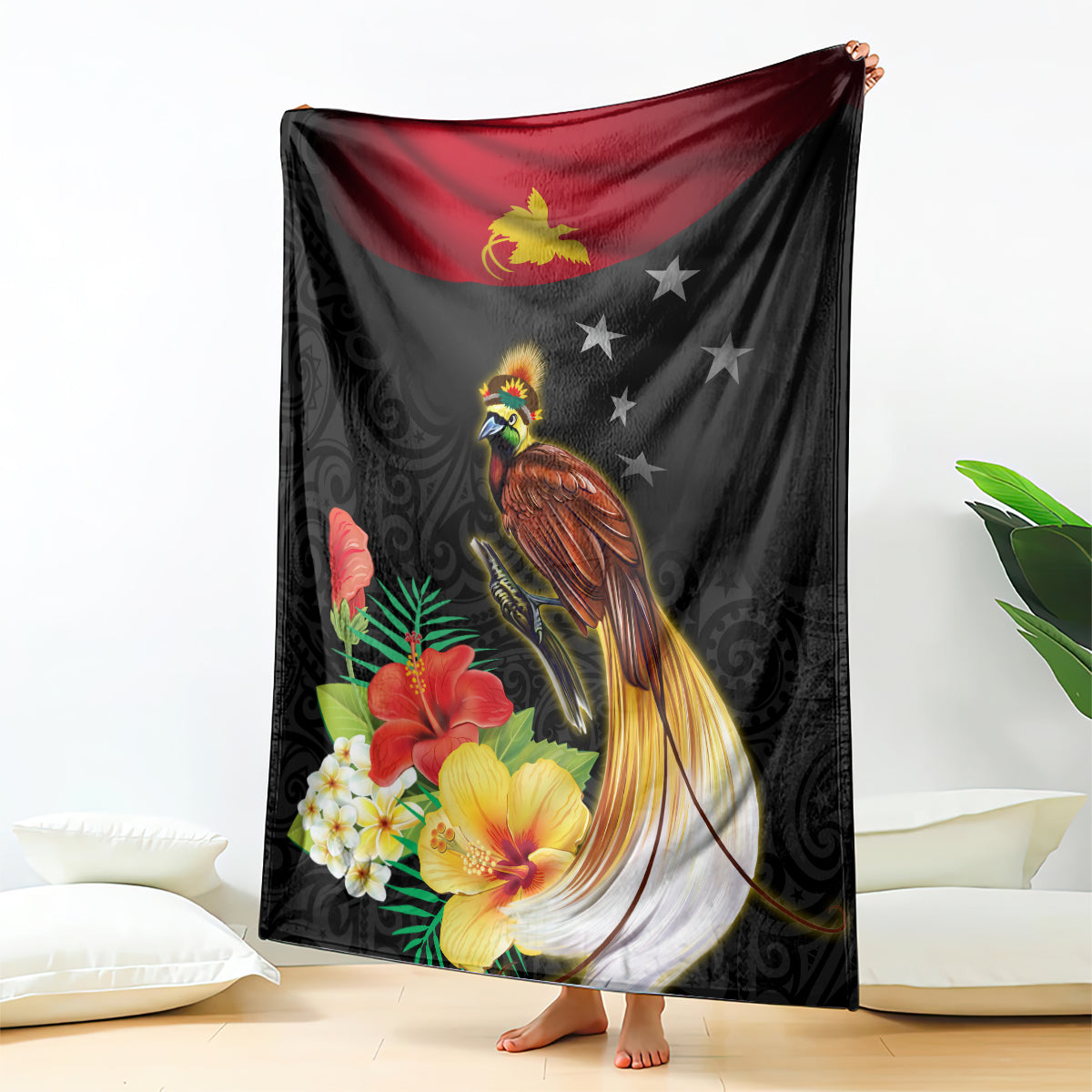 Papua New Guinea Independence Day Blanket PNG Flag and Bird-of-Paradise