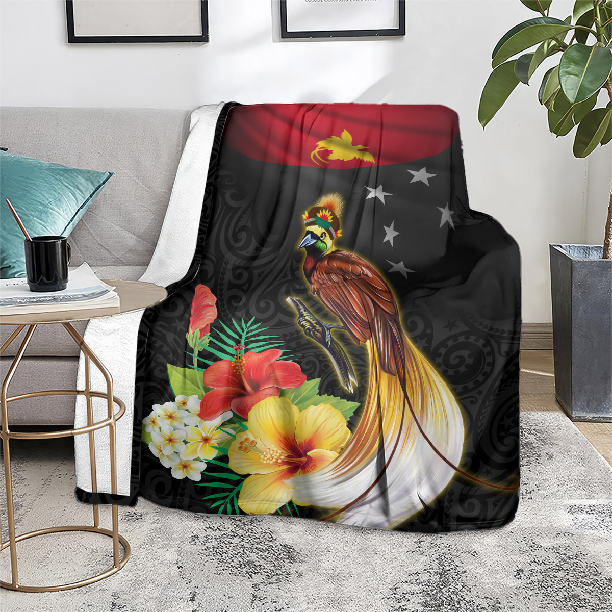 Papua New Guinea Independence Day Blanket PNG Flag and Bird-of-Paradise