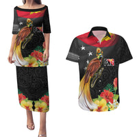 Papua New Guinea Independence Day Couples Matching Puletasi and Hawaiian Shirt PNG Flag and Bird-of-Paradise