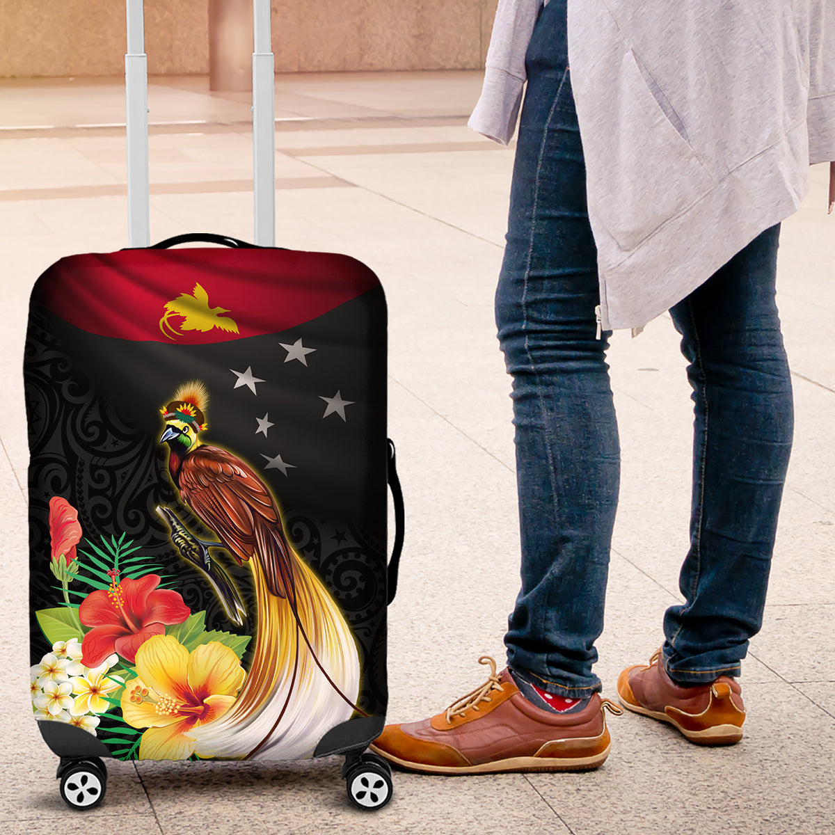 Papua New Guinea Independence Day Luggage Cover PNG Flag and Bird-of-Paradise