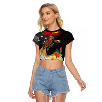 Papua New Guinea Independence Day Raglan Cropped T Shirt PNG Flag and Bird-of-Paradise