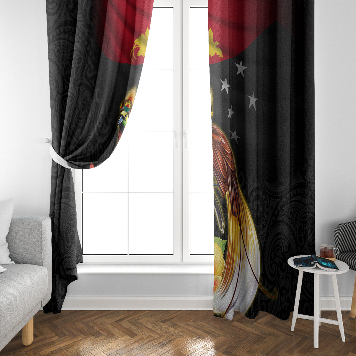 Papua New Guinea Independence Day Window Curtain PNG Flag and Bird-of-Paradise