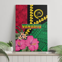 Vanuatu Flag Hibiscus Polynesian Pattern Canvas Wall Art