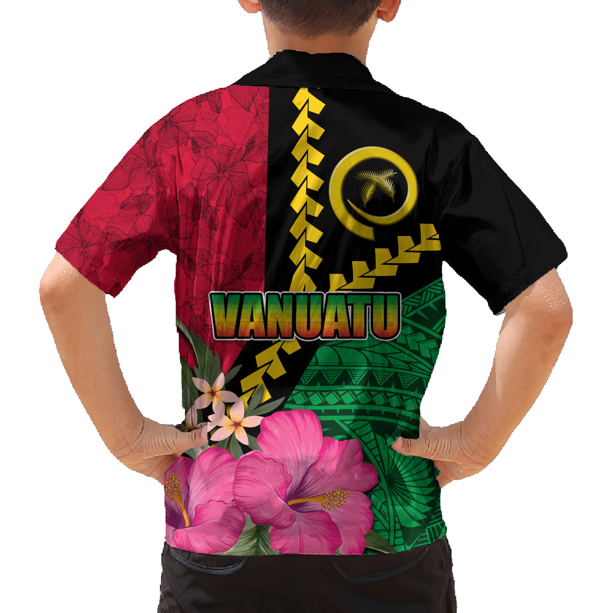 Vanuatu Flag Hibiscus Polynesian Pattern Family Matching Tank Maxi Dress and Hawaiian Shirt LT03 - Polynesian Pride