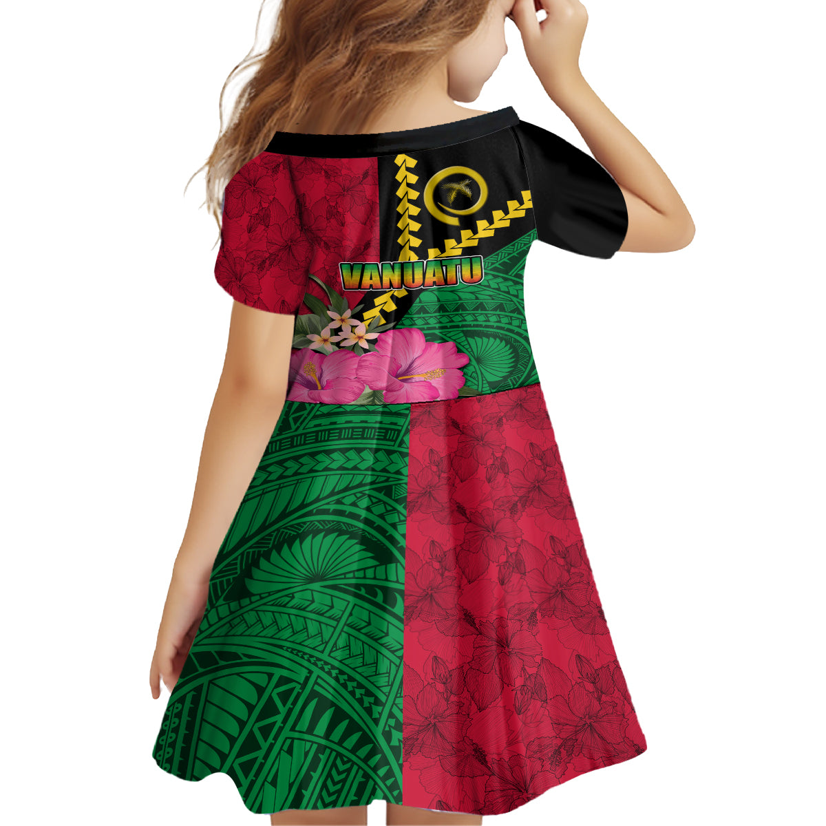 Vanuatu Flag Hibiscus Polynesian Pattern Family Matching Tank Maxi Dress and Hawaiian Shirt LT03 - Polynesian Pride