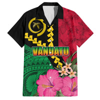 Vanuatu Flag Hibiscus Polynesian Pattern Family Matching Tank Maxi Dress and Hawaiian Shirt LT03 Dad's Shirt - Short Sleeve Black - Polynesian Pride