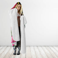 Vanuatu Flag Hibiscus Polynesian Pattern Hooded Blanket