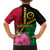 Vanuatu Flag Hibiscus Polynesian Pattern Kid Hawaiian Shirt