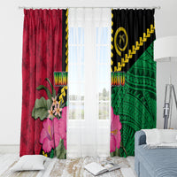 Vanuatu Flag Hibiscus Polynesian Pattern Window Curtain