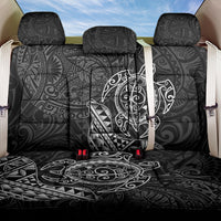 Hawaii Monk Seal and Dolphin Back Car Seat Cover Polynesian Kakau Pattern Black White Color LT03 One Size Black - Polynesian Pride