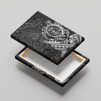 Hawaii Monk Seal and Dolphin Canvas Wall Art Polynesian Kakau Pattern Black White Color