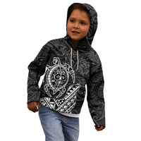 Hawaii Monk Seal and Dolphin Kid Hoodie Polynesian Kakau Pattern Black White Color