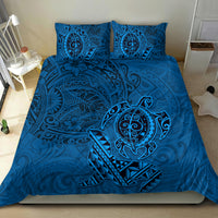 Hawaii Monk Seal and Dolphin Bedding Set Polynesian Kakau Pattern Blue