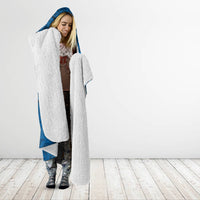 Hawaii Monk Seal and Dolphin Hooded Blanket Polynesian Kakau Pattern Blue