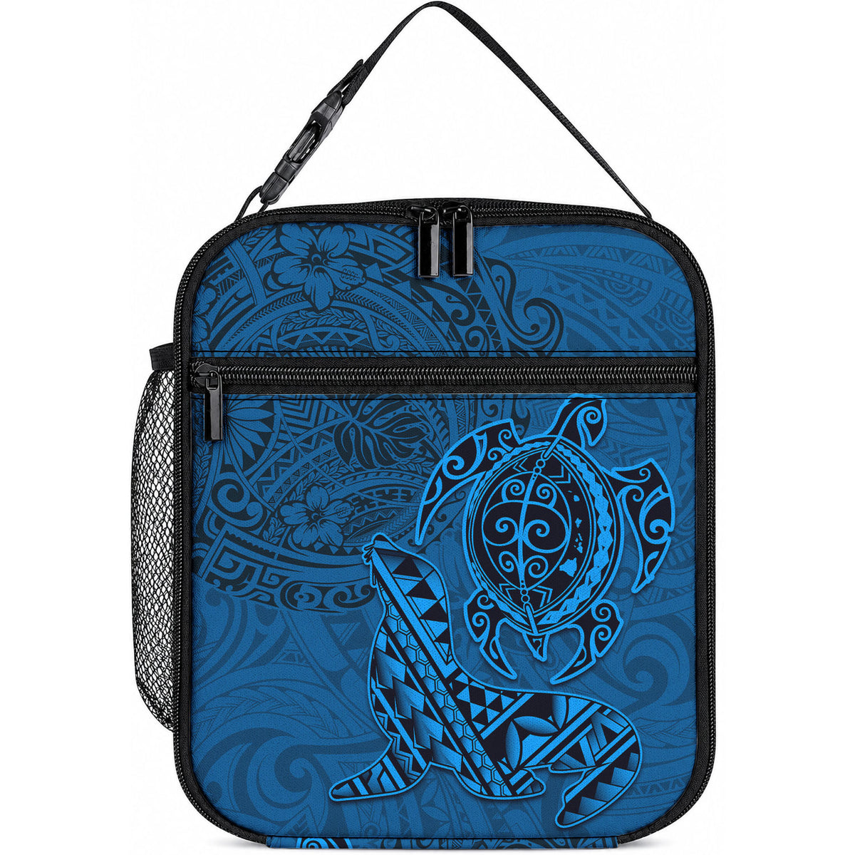 Hawaiian Monk Seal and Dolphin Lunch Bag LT03 10.2 × 8.3 × 4.3 inch Blue - Polynesian Pride