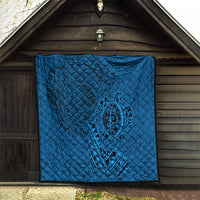 Hawaii Monk Seal and Dolphin Quilt Polynesian Kakau Pattern Blue