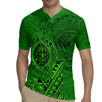 Hawaii Monk Seal and Dolphin Rugby Jersey Polynesian Kakau Pattern Green