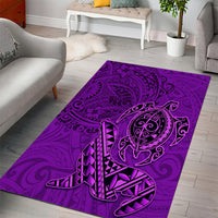 Hawaii Monk Seal and Dolphin Area Rug Polynesian Kakau Pattern Purple