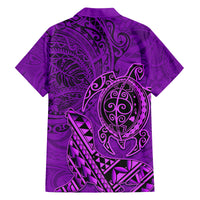 Hawaii Monk Seal and Dolphin Family Matching Long Sleeve Bodycon Dress and Hawaiian Shirt Polynesian Kakau Pattern Purple