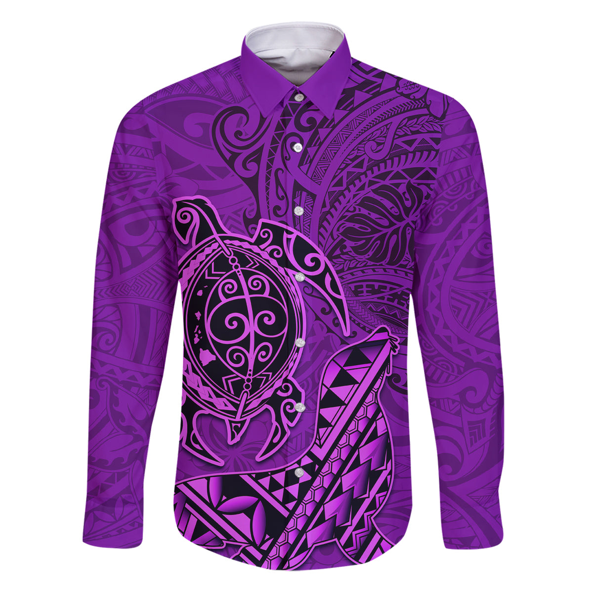 Hawaii Monk Seal and Dolphin Family Matching Puletasi and Hawaiian Shirt Polynesian Kakau Pattern Purple