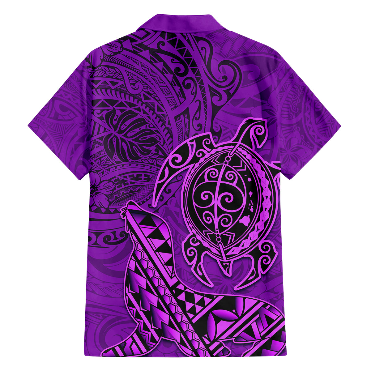 Hawaii Monk Seal and Dolphin Family Matching Summer Maxi Dress and Hawaiian Shirt Polynesian Kakau Pattern Purple