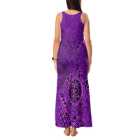 Hawaii Monk Seal and Dolphin Tank Maxi Dress Polynesian Kakau Pattern Purple