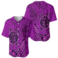 Hawaii Monk Seal and Dolphin Baseball Jersey Polynesian Kakau Pattern Pink