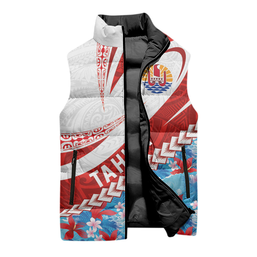Personalized Tahiti Surfing 2026 Sleeveless Puffer Jacket Marquesan Tattoo-Sporty Style LT03 - Polynesian Pride