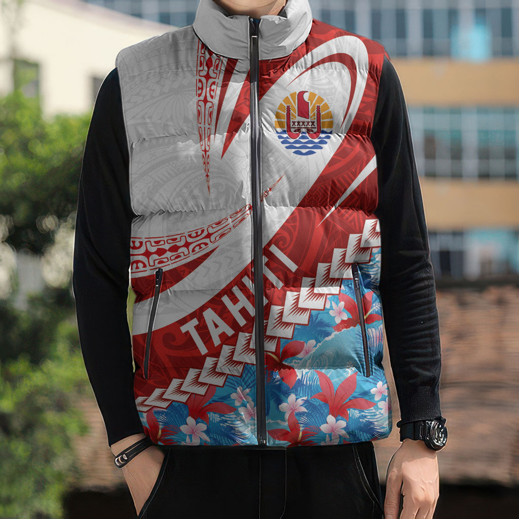 Personalized Tahiti Surfing 2026 Sleeveless Puffer Jacket Marquesan Tattoo-Sporty Style LT03 - Polynesian Pride