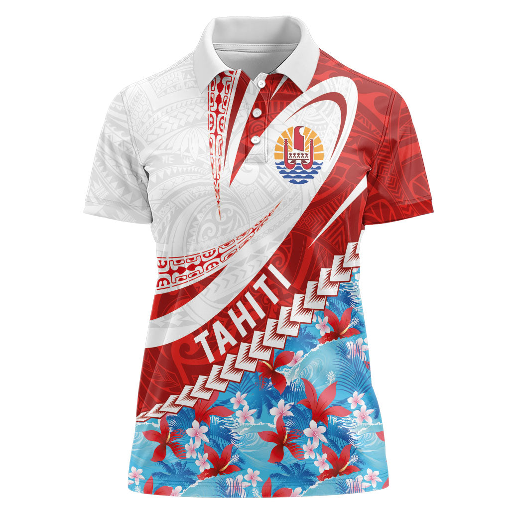 Personalized Tahiti Surfing 2026 Women Polo Shirt Marquesan Tattoo-Sporty Style LT03 Female Multicolor - Polynesian Pride