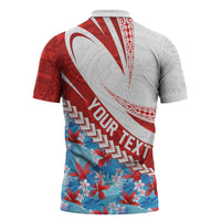 Personalized Tahiti Surfing 2026 Zipper Polo Shirt Marquesan Tattoo-Sporty Style LT03 - Polynesian Pride