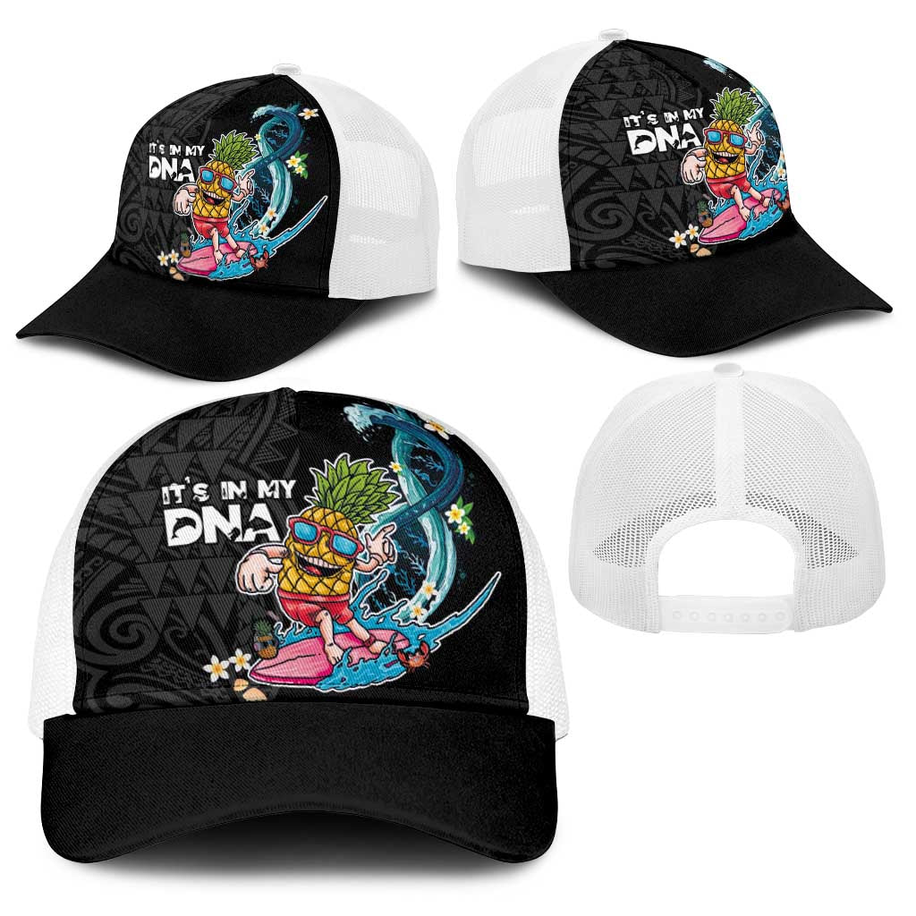 Hawaiian Pineapple Surfing Baseball Net Cap It's in My DNA - Kakau and Polynesian Pattern LT03 - Polynesian Pride