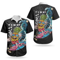Hawaii Pineapple Surfing Couples Matching Off The Shoulder Long Sleeve Dress and Hawaiian Shirt It's in My DNA - Kakau and Polynesian Pattern LT03 - Polynesian Pride