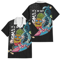 Hawaii Pineapple Surfing Family Matching Mermaid Dress and Hawaiian Shirt It's in My DNA - Kakau and Polynesian Pattern LT03 Dad's Shirt - Short Sleeve Black - Polynesian Pride