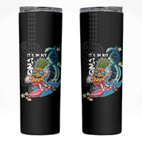 Hawaii Pineapple Surfing Skinny Tumbler It's in My DNA - Kakau and Polynesian Pattern LT03 Black - Polynesian Pride