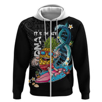 Hawaii Pineapple Surfing Zip Hoodie It's in My DNA - Kakau and Polynesian Pattern LT03 Zip Hoodie Black - Polynesian Pride