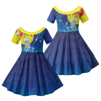 Palau Family Matching Tank Maxi Dress and Hawaiian Shirt Jellyfish with Coral Reefs Ocean Vibe and Tapa Pattern LT03 Daughter's Dress Blue - Polynesian Pride