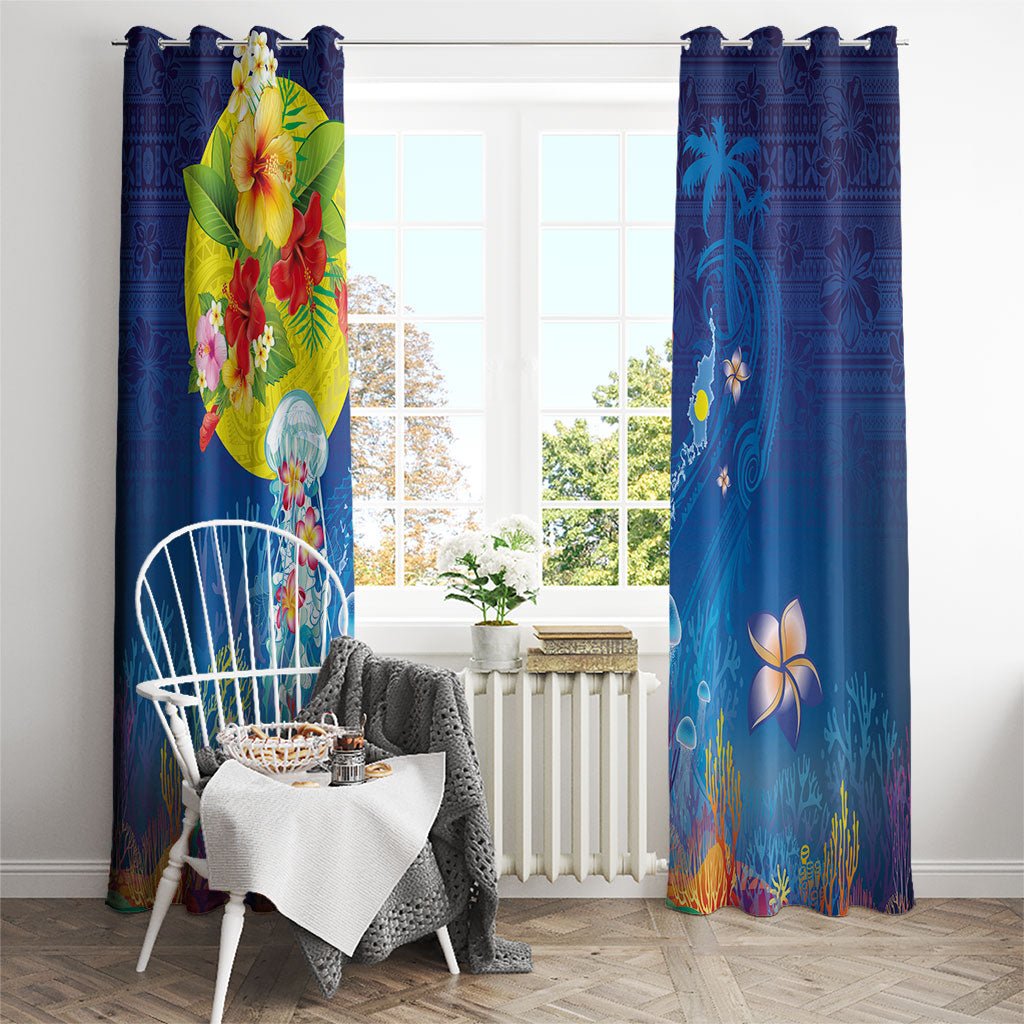 Palau Window Curtain Jellyfish with Coral Reefs Ocean Vibe and Tapa Pattern LT03 - Polynesian Pride