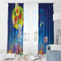 Palau Window Curtain Jellyfish with Coral Reefs Ocean Vibe and Tapa Pattern LT03 - Polynesian Pride