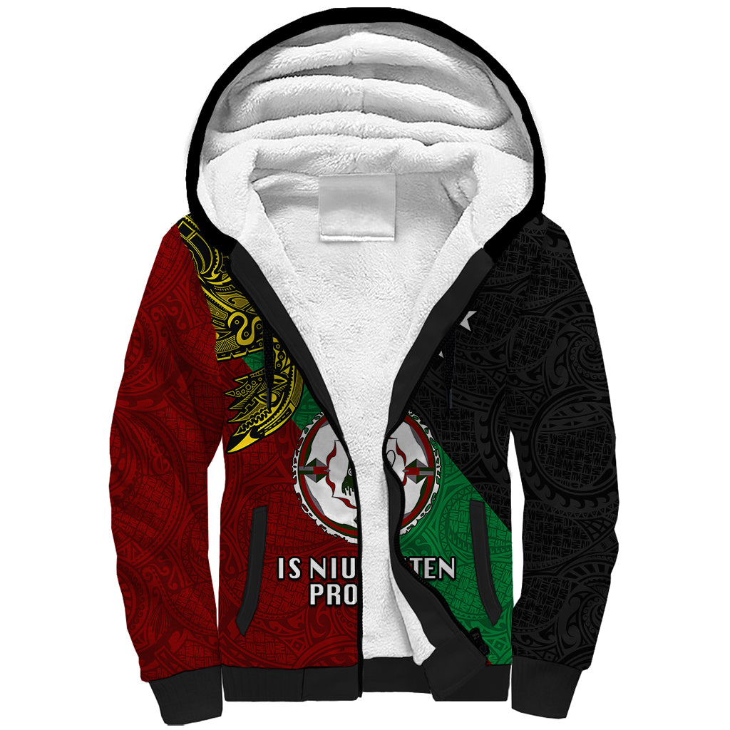 Papua New Guinea East New Britain Province Sherpa Hoodie PNG Birds Of Paradise Polynesian Arty Style LT03 Unisex Green - Polynesian Pride