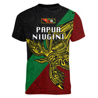 Papua New Guinea East New Britain Province Women V Neck T Shirt PNG Birds Of Paradise Polynesian Arty Style LT03 - Polynesian Pride