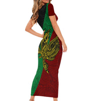 Custom Papua New Guinea East New Britain Province Short Sleeve Bodycon Dress PNG Birds Of Paradise Polynesian Arty Style LT03 - Polynesian Pride