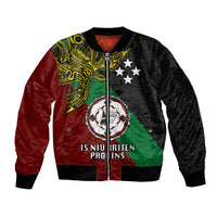 Custom Papua New Guinea East New Britain Province Sleeve Zip Bomber Jacket PNG Birds Of Paradise Polynesian Arty Style LT03 Unisex Green - Polynesian Pride